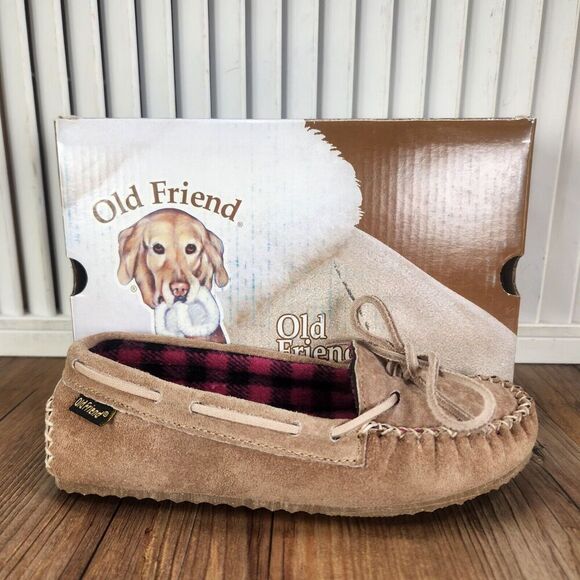 Old Friend Buckeye Chestnut Moccasin Slippers Child Size 13 Brown Fleece Lined - Picture 1 of 10